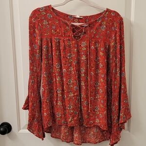 Boho bell sleeve top